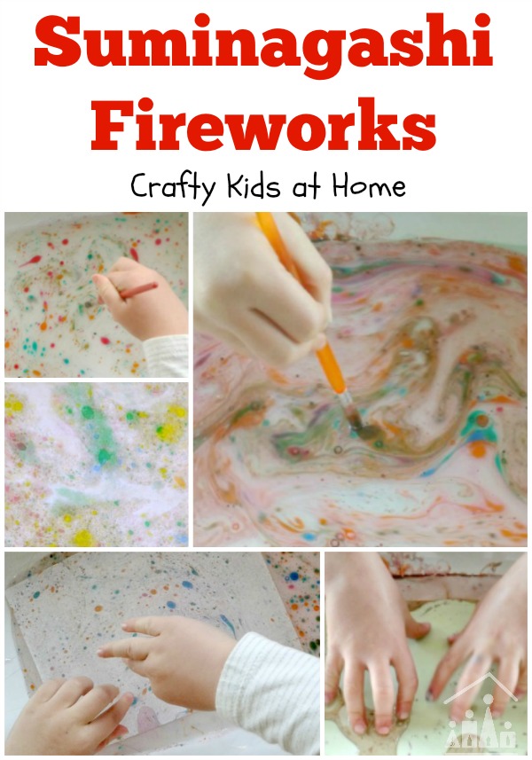 Suminagnashi Fireworks Art Project for Kids
