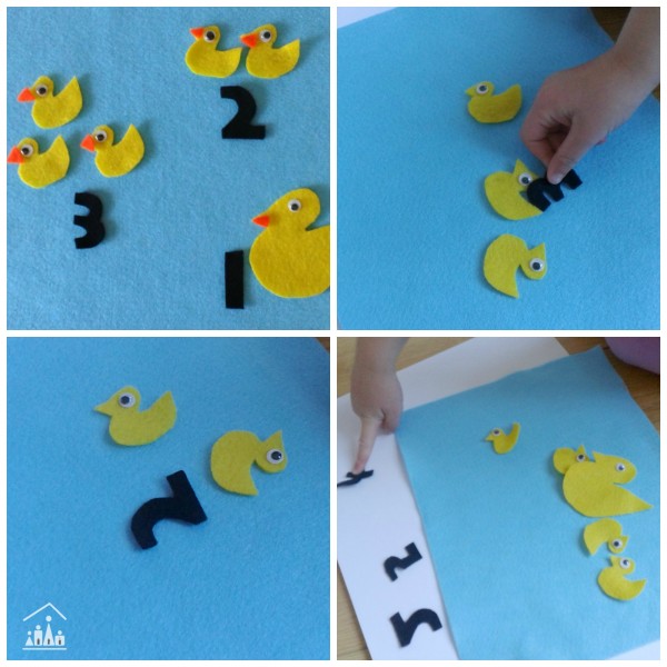 5 little ducks number sets activity for toddlers and preschoolers.