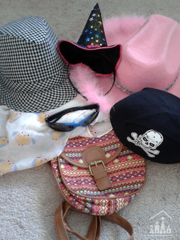 dressing up box hats and bag