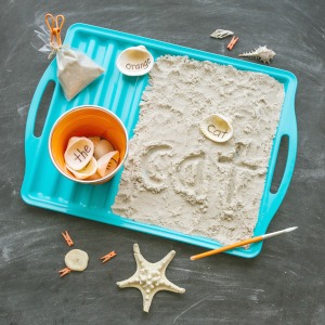 Outdoor Activities for Kids Kids Writing Game using sand and seashells