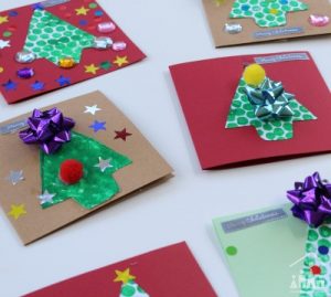 Bubble Wrap Christmas Tree Cards for Kids to make