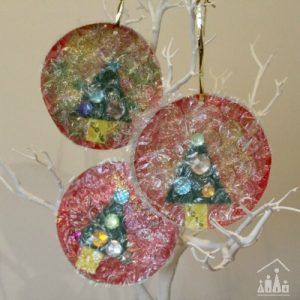 Christmas baubles made from Bubble Wrap